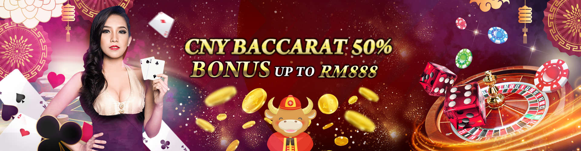 CNY Baccarat 50% Bonus up to RM888