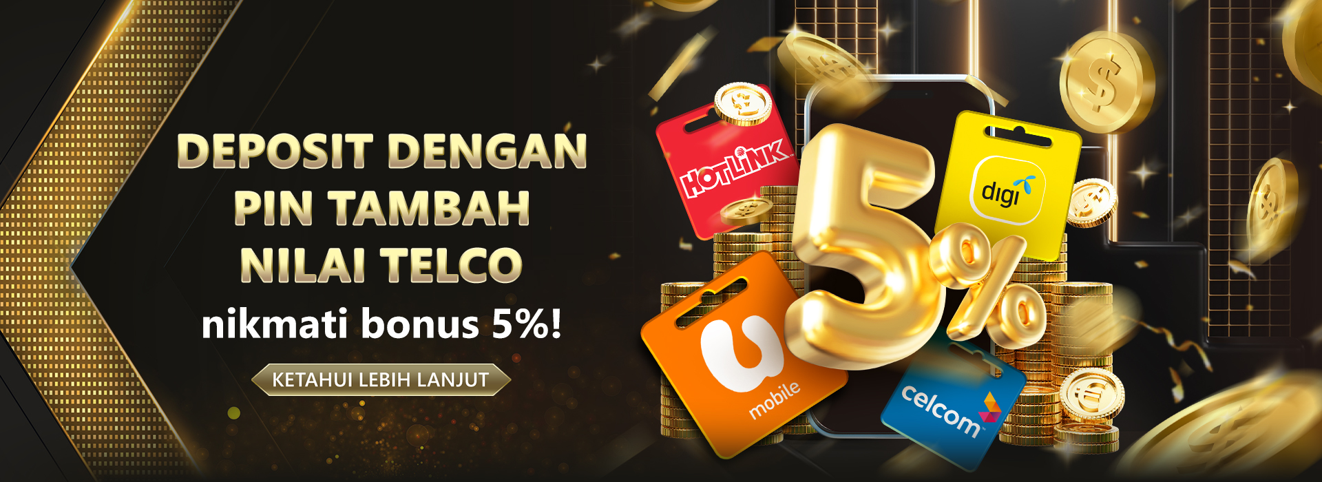 Deposit with Telco Reload Pins, Get 5% Extra Bonus Every Time! 1
